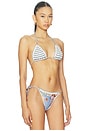 view 2 of 4 Awaken Crochet Triangle Bikini Top in Blue Stripe