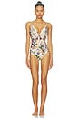 view 1 of 3 Patience Tuck Plunge One Piece Swimsuit in Vanilla Floral