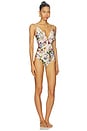 view 2 of 3 Patience Tuck Plunge One Piece Swimsuit in Vanilla Floral