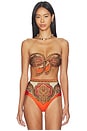 view 1 of 5 Mahon Scarf Tie Bikini Top in Tangerine Paisley