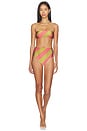 view 1 of 5 Mahon Bandeau Bikini in Chartreuse Pink Stripe