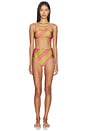 view 2 of 5 Mahon Bandeau Bikini in Chartreuse Pink Stripe