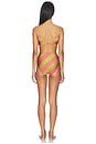 view 4 of 5 Mahon Bandeau Bikini in Chartreuse Pink Stripe