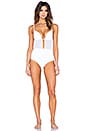 view 1 of 3 Ticking Bonded Tulip One Piece Swimsuit in White