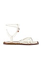 view 1 of 5 Skinny Strap Tie Flat Sandal in White