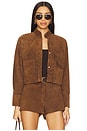 view 1 of 5 x REVOLVE Cropped Hair-on Cowhide Leather Jacket in Camel Suede