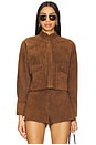 view 2 of 5 x REVOLVE Cropped Hair-on Cowhide Leather Jacket in Camel Suede