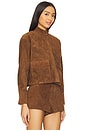 view 3 of 5 x REVOLVE Cropped Hair-on Cowhide Leather Jacket in Camel Suede