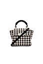 view 1 of 5 Eartha Iconic Mini Gingham Straw Top Handle in Black
