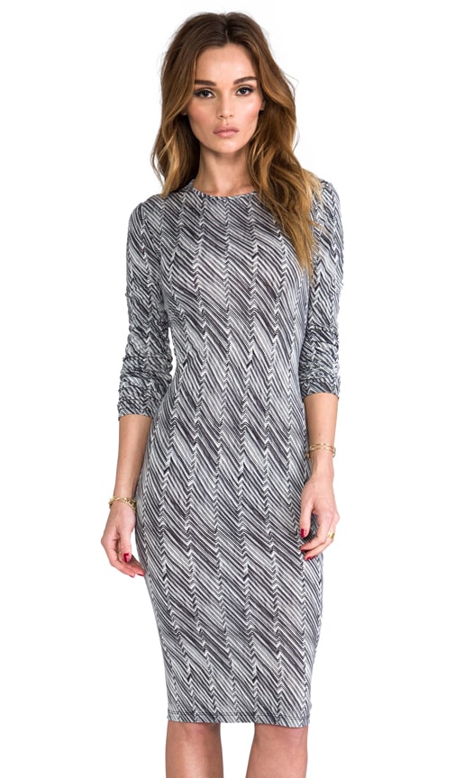 Zig Zag Print Long Sleeve Dress