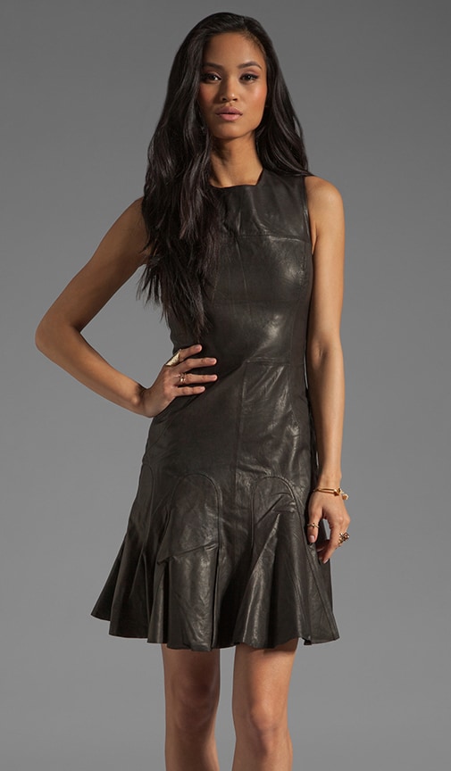 Sleeveless Tulip Leather Dress