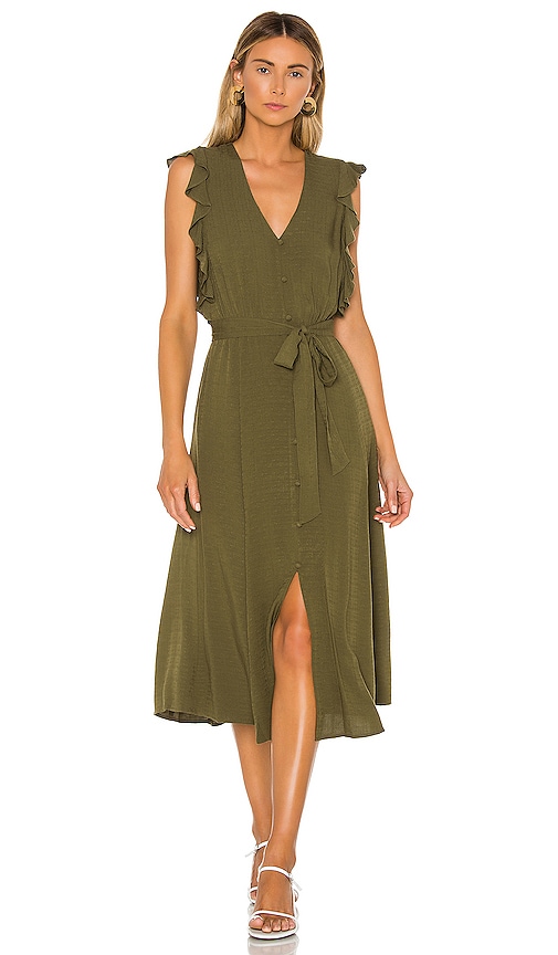 Button Front Crosshatch Midi Dress