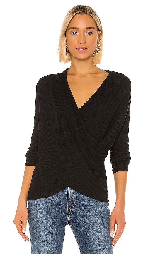 Cross Front Brushed Waffle Sweater