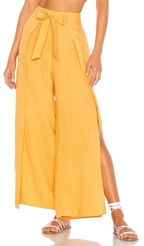 Tie Front Split Seam Wide Leg Pant
