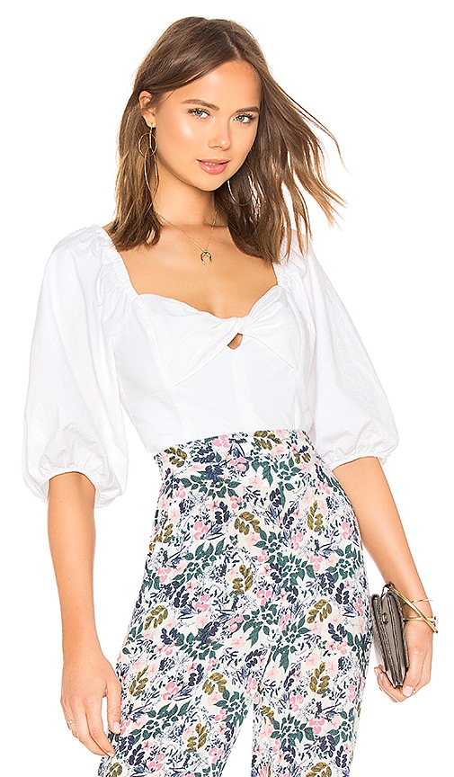 1.state newest White Puff Sleeve Crop Top