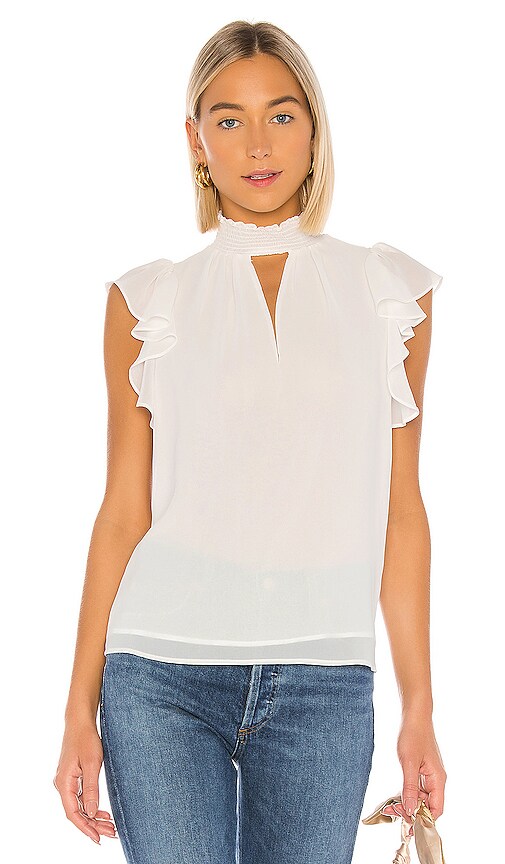 1.STATE MUSE SMOCKED NECK KEYHOLE BLOUSE,1STR-WS178