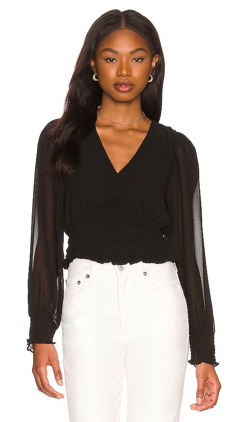 1. STATE Smocked Blouse in Rich Black