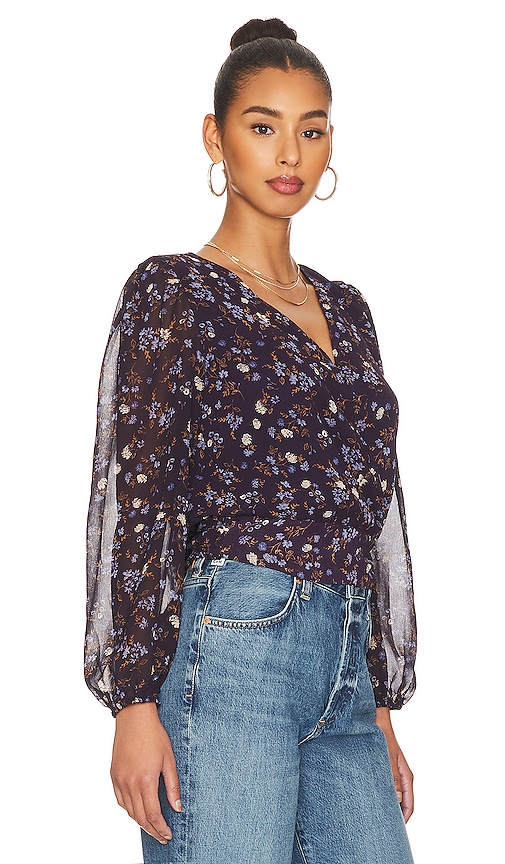 Shop 1.state Front Ruched V Neck Top In Navy
