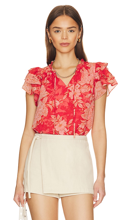 1.state Ruffle Sleeve Top In Rose Of Sharon