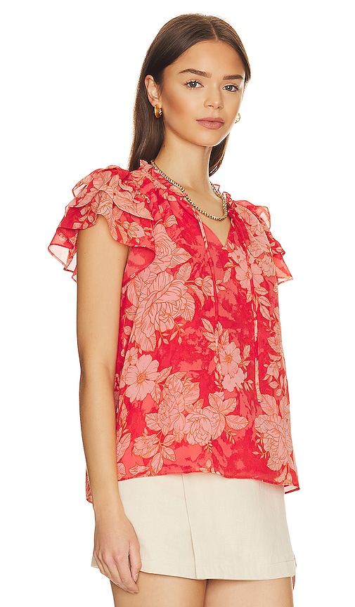 Shop 1.state Ruffle Sleeve Top In Rose Of Sharon