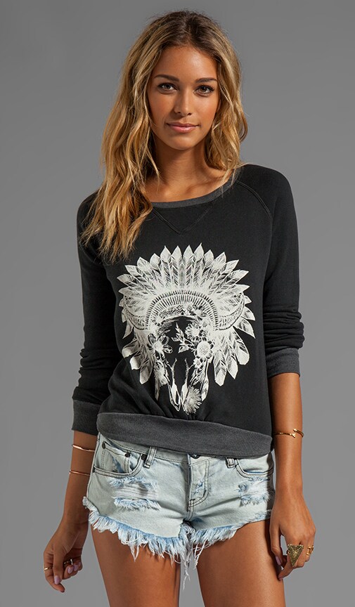Floral Skull Long Sleeve Pullover Crew