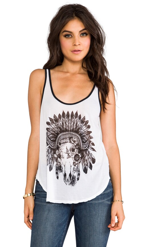 Floral Skull Curved Hem Tank