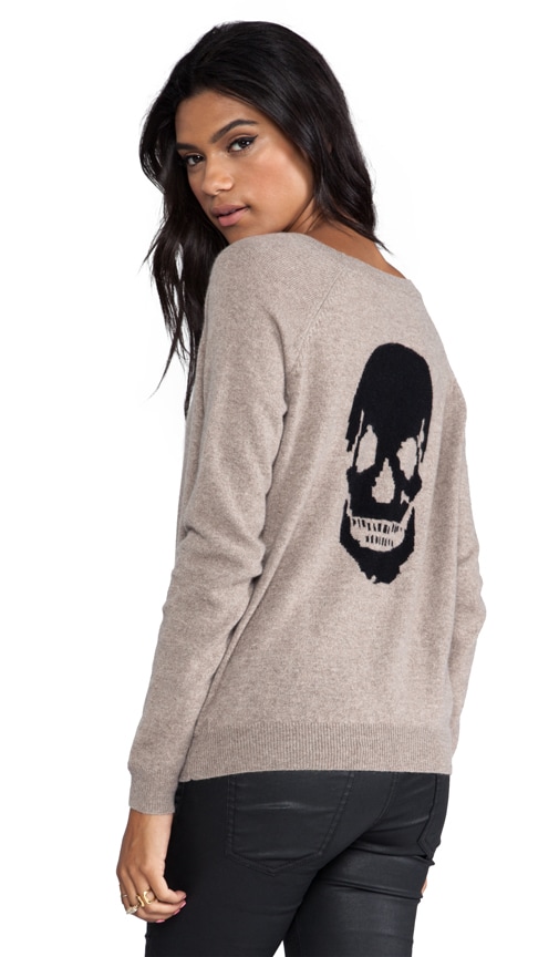 360CASHMERE Luther Skull Cashmere Pullover in Heather Camel/Black