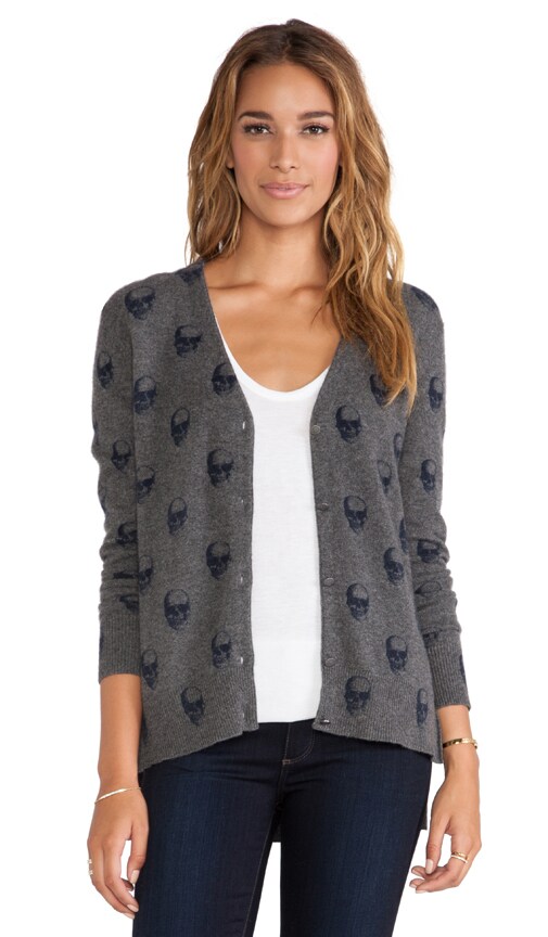 360CASHMERE Multi Dexter Cardigan in Charcoal & Navy
