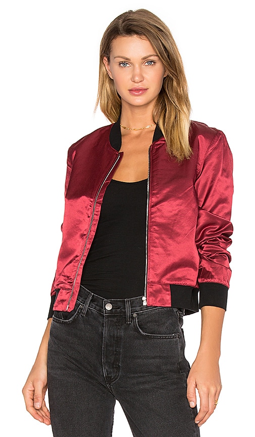 3x1 Satin Bomber Jacket in Garnet Red | REVOLVE