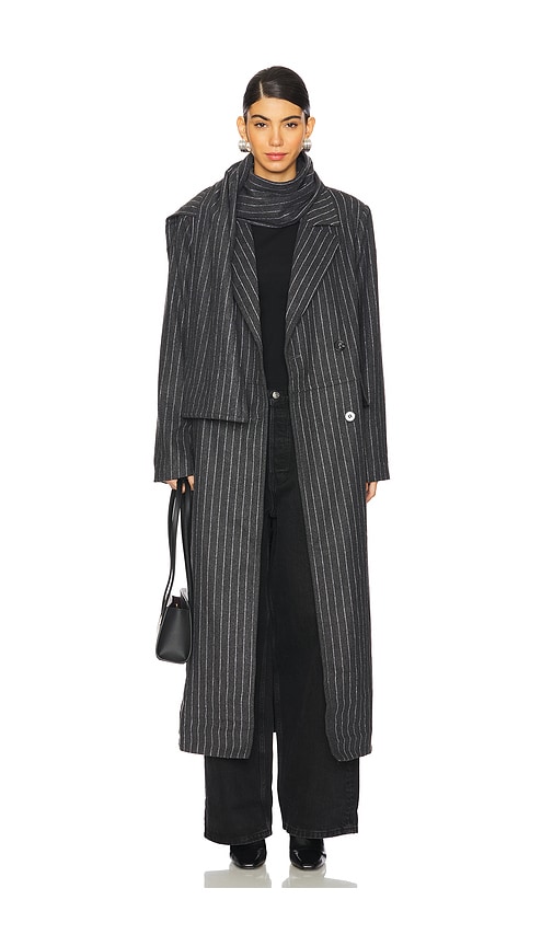 4th & Reckless Melia Coat in Grey Pin Stripe | REVOLVE