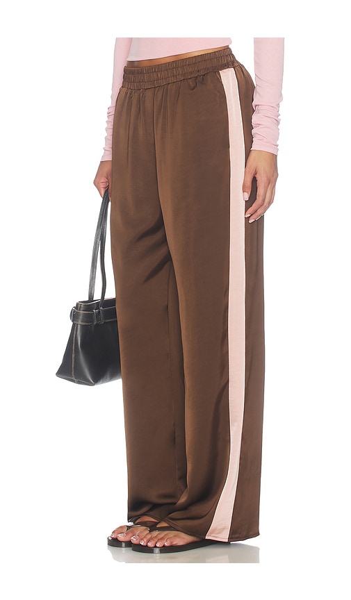 4th & Reckless Tiffany Satin Trouser In Brown