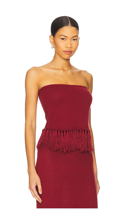 4th & Reckless Gabby Knitted Bandeau Top In Burgundy