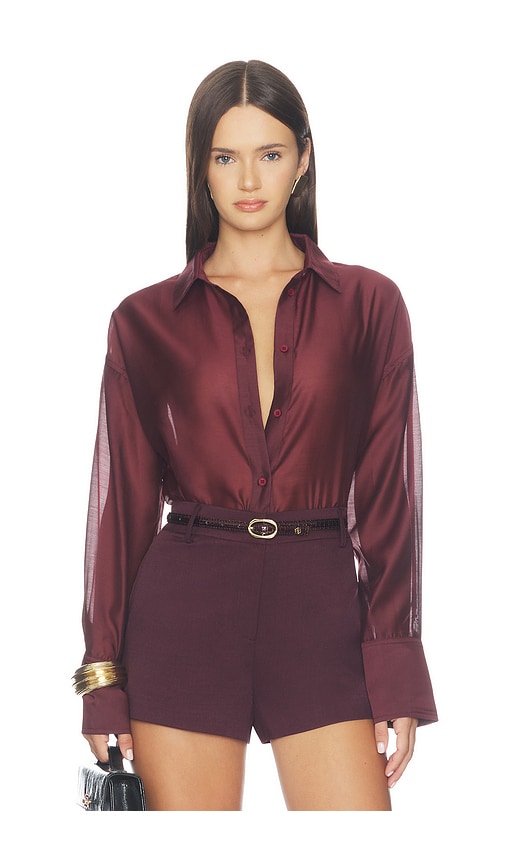 x REVOLVE Gracey Sheer Shirt by 4th & Reckless in Rasin