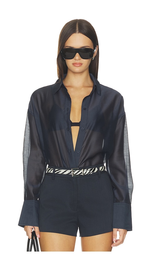 x REVOLVE Gracey Sheer Shirt by 4th & Reckless in Navy