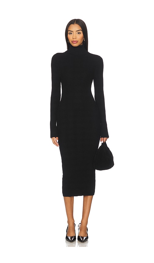 525 America Eleanor All Over Stitch Bodycon Dress In Black