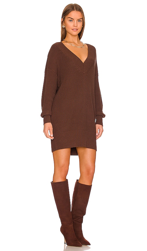 Shop 525 Varsity Sweater Dress In Mink
