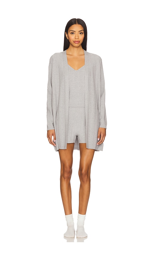 525 Azalea Ribbed Short Set In Gray