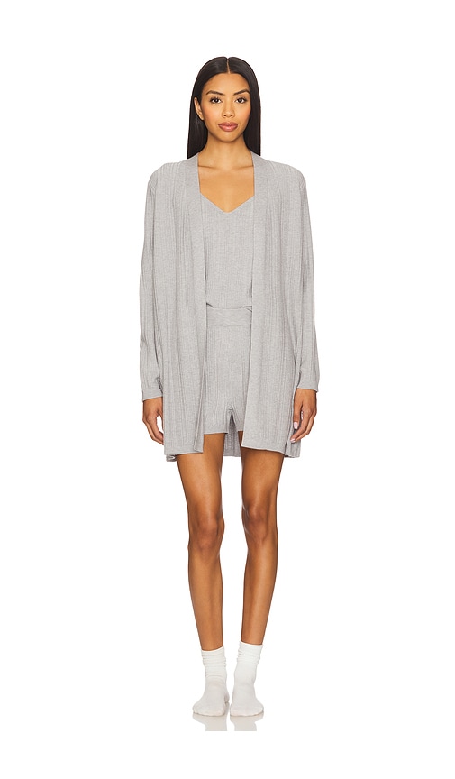525 Azalea Ribbed Short Set In Gray