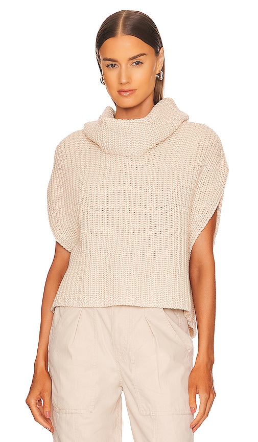 Shop 525 Cate Sleeveless Turtleneck Sweater In Cream
