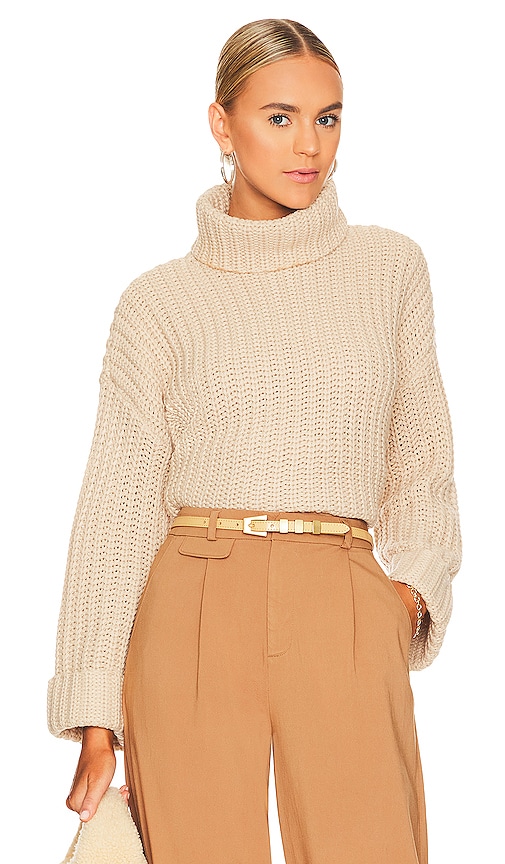 525 Chunky Turtleneck Shaker Pullover in Beige