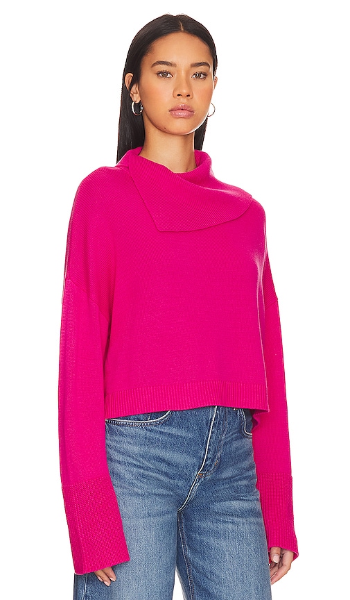 Shop 525 Lily Split Turtleneck Sweater In Fuchsia Purple