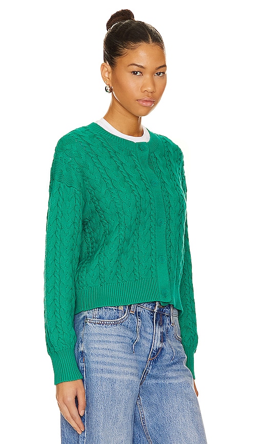 Shop 525 Brooke Allover Cable Cardigan In Kelly Green