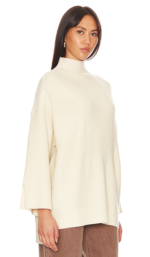 Shop 525 Wilhelmina Funnel Neck Tunic Pullover Sweater In Cream