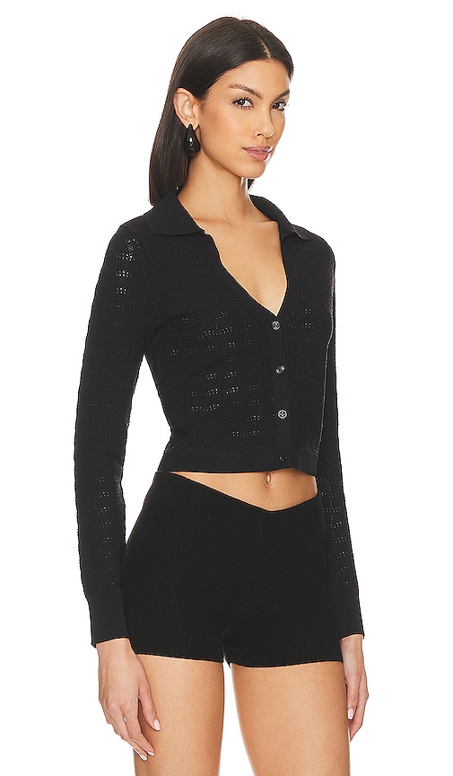 Shop 525 Cara Cropped Cardigan In 黑色