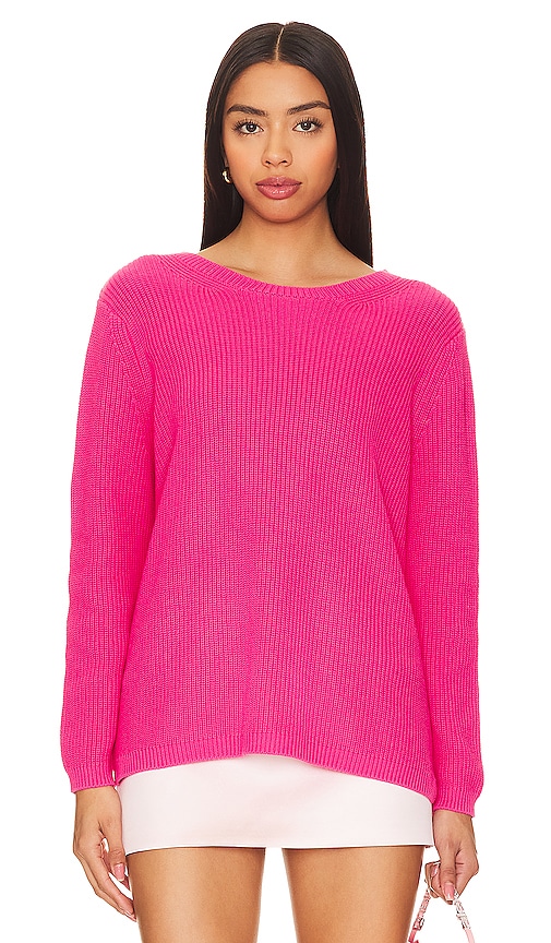 Shop 525 Emma Crewneck Sweater In Fuchsia