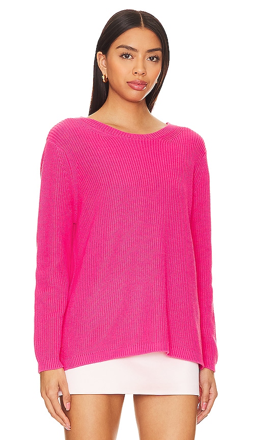 Shop 525 Emma Crewneck Sweater In Fuchsia