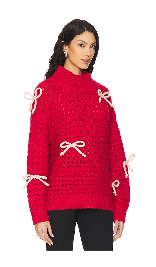 Shop 525 Naomi Oversized Bow Sweater In 混樱桃红