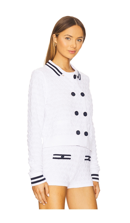 525 Leena Double Breasted Cardigan In Bleach White Multi