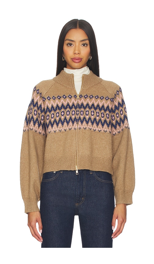 525 America Alma Fairisle Zip Front Cardigan In Multi