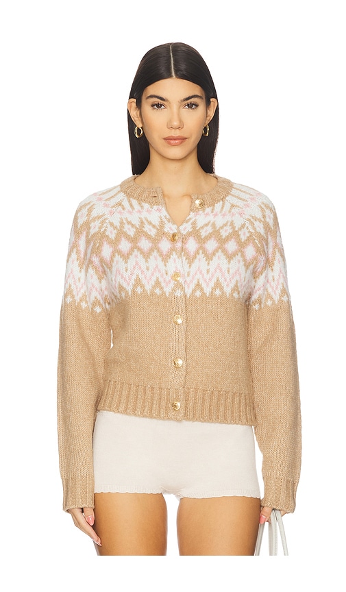 525 America Paris Fairisle Button Front Cardigan In Brown